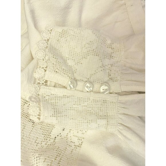 Free People Meadows Embroidered Peasant Top Artsy Hippie Boho Cropped Sz M NEW - Picture 9 of 12